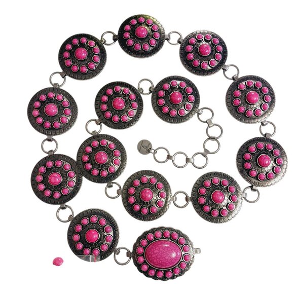 Lucky & Blessed, Concho Belt, Pink Stones, Size Medium, Southwestern Style - Picture 1 of 16